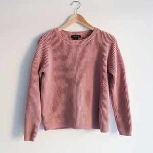 Ann Taylor Crew Neck Cotton Sweater - Pink, S